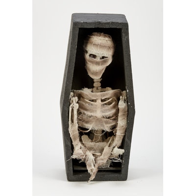28" Animated Halloween Squirming Mummy On Coffin
