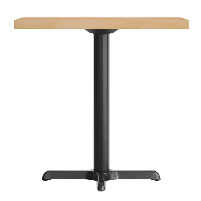 Plateau de table rectangulaire en bois massif avec base en X, Bois naturel, H 29,5 po x L 30 po x l 24 po, Noir
