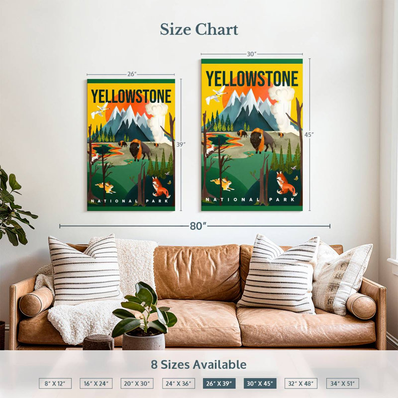 Alvord Yellowstone Park, H 39 po x l 26 po