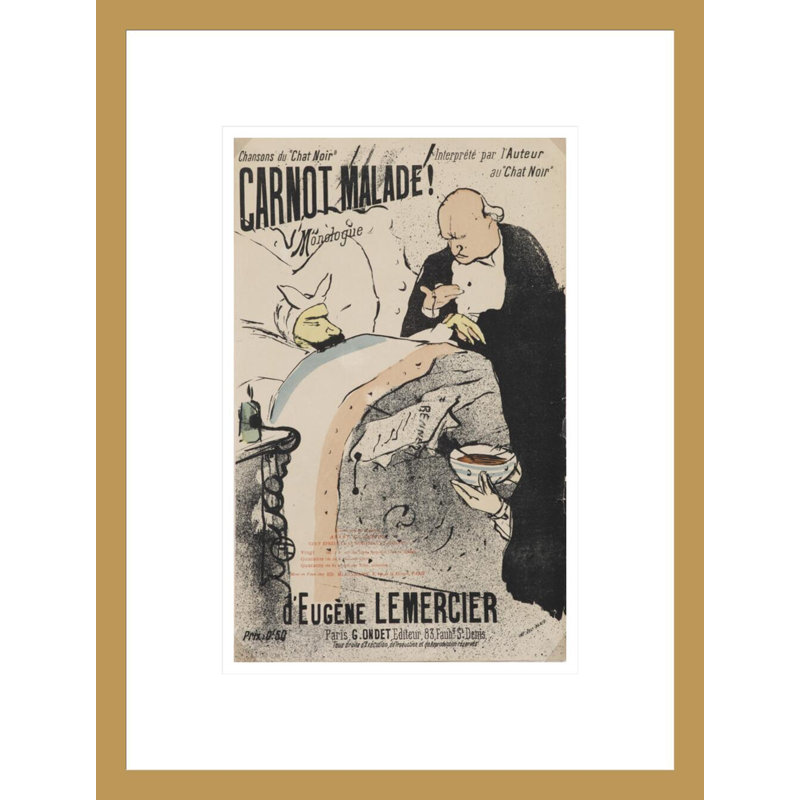 Feuille de musique pour Carnot Malade (Sick President Carnot) par Henri de Toulouse-Lautrec, impression giclée encadrée