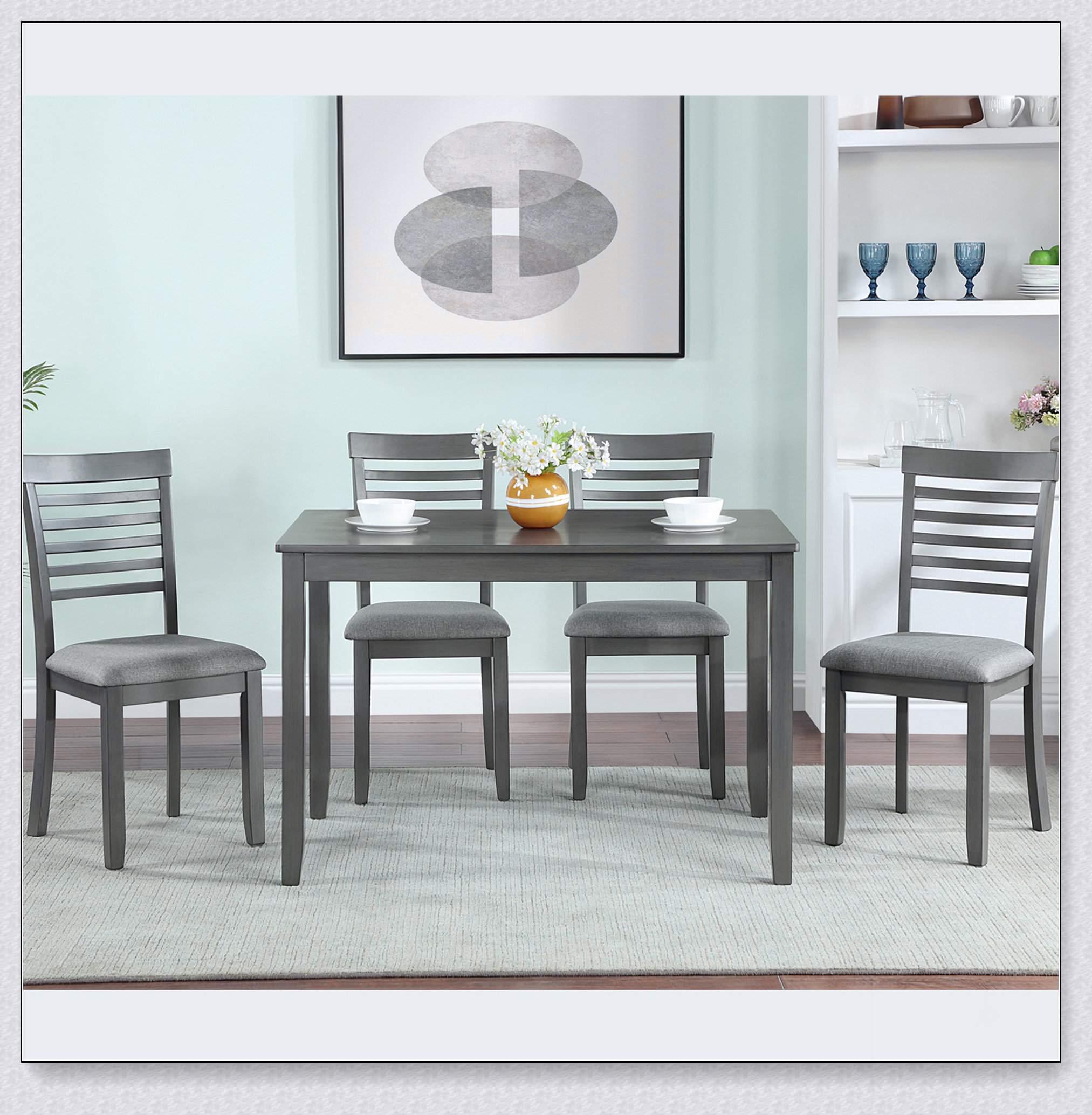 Ophelia & Co. Dining Rectangular Table set for 4,Kitchen Dining Table ...