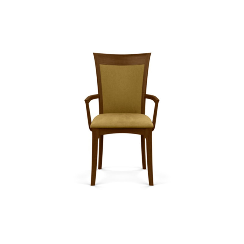 Morgan Upholstered Arm Chair, Natural Walnut, Microseude Onyx
