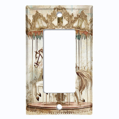 Metal Light Switch Plate Cover; US Standard Size 1 Gang GFI Rocker - Vintage Carousel