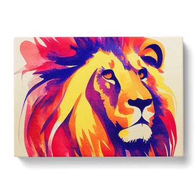 Lion In Watercolour Abstract - Wrapped Canvas