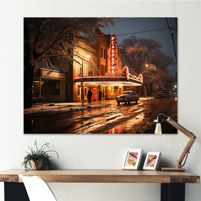«Vintage Theatre Night Scenery - Theatres», art mural, Toile tendue, H 24 po x l 32 po x P 1 po