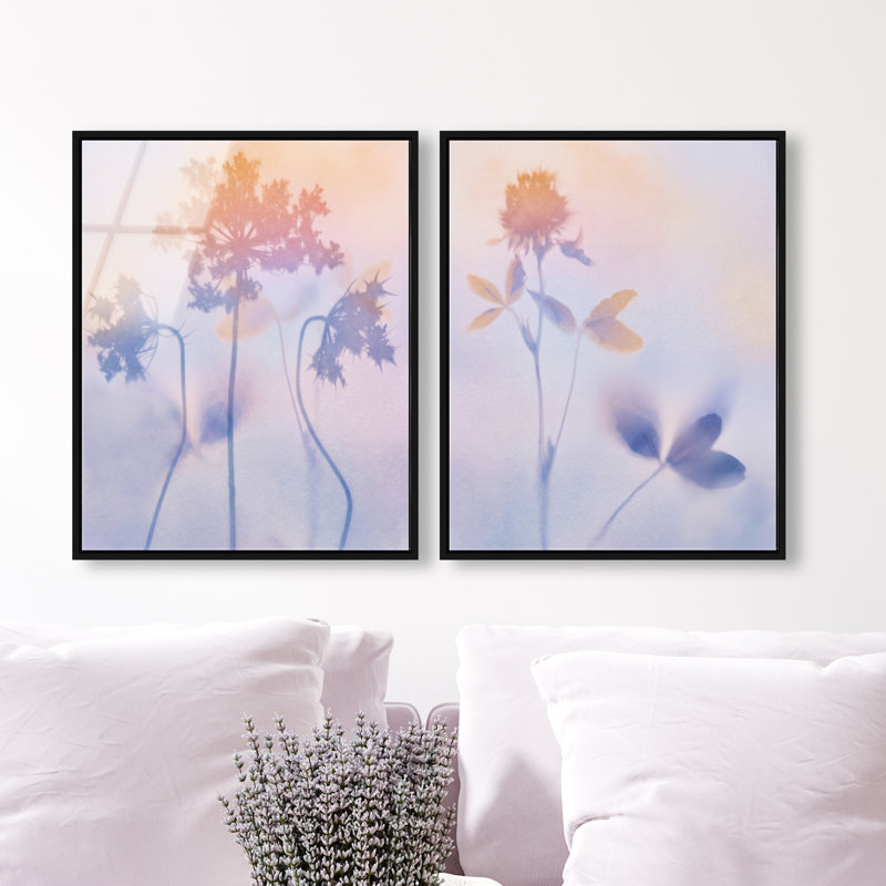 Lavender Shadows Set High-Gloss Frameless Acrylic Glass Wall Art Floral & Botanical Print by Oliver Gal, Ready to Hang, 16 x 20