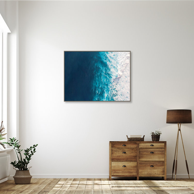 Large Blue and White Ocean Waves Framed Canvas Print
