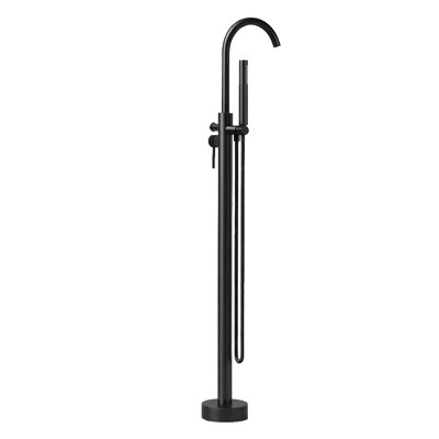 Robinet de baignoire autoportant monocommande à fixation au sol avec douche à main (débit élevé 6 gal / min) - Nickel brossé