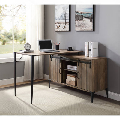 48" Gray Oak & Black Finish Writing Desk