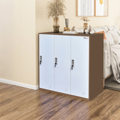 3 Doors Storage Locker Cabinet With Shelves And Key Lock