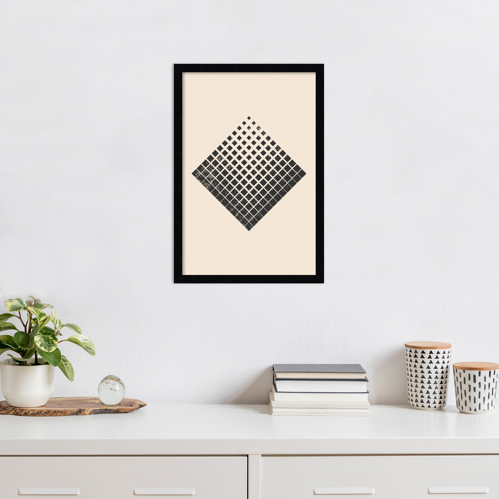Minimal Halftone Shapes No. 3 Print, Black, 21" H x 15" W x 1" D