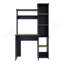 Bureau d'écriture, studio moderne ou bureau, deux tablettes supérieures et cinq tablettes ouvertes latérales pour l'organisation de livres, bleu marine