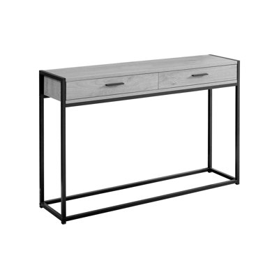 Accent Table, Console, Entryway, Narrow, Sofa, Storage Drawer, Living Room, Bedroom, Grey Laminate, Black Metal, Contemporary, Modern