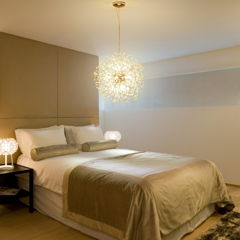 Ambera 12 - Light Dimmable Modern Crystal Dandelion Firework Sputnik Sphere Chandelier, Chrome