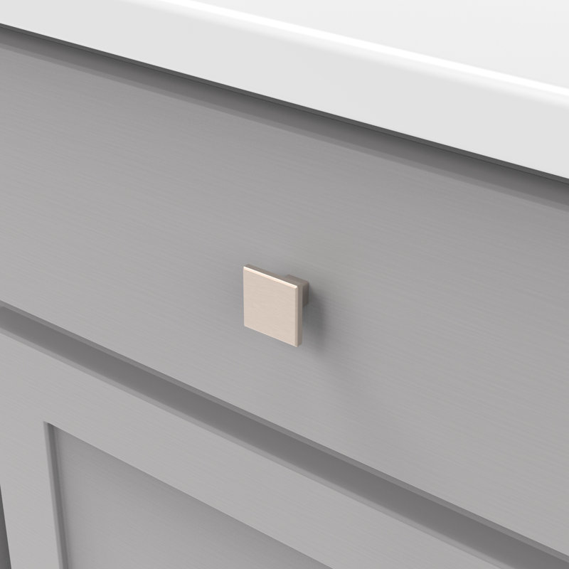 Heritage Square Poignée carrée Tempo - bouton d'armoire 1-3 / 16 "x 1-3 / 16" nickel satiné - Quincaillerie contemporaine pour tiroirs et armoires