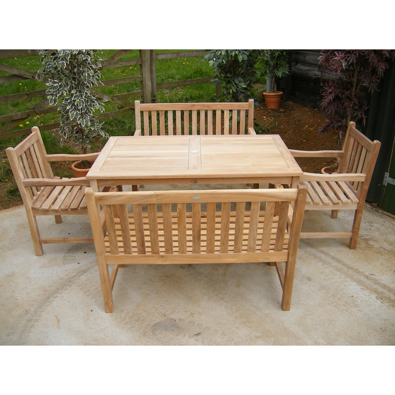 6 - Person Teak Wood Patio Dining Set with Rectangular Table