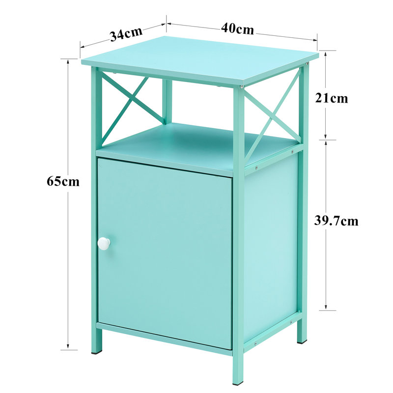Iron Bedside Table, Light Blue