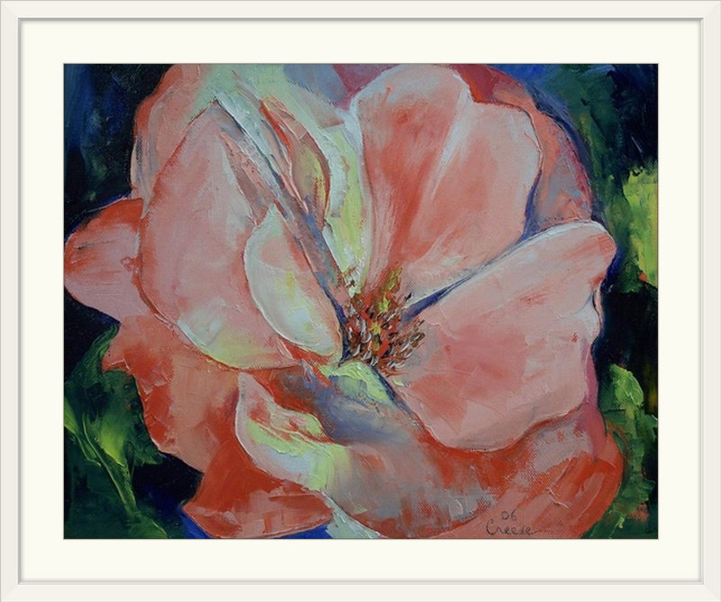 «Anjlee Wild Rose» par Michael Creese, reproduction d'art, H 24 po x l 28 po x P 1 po, Cadre blanc