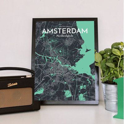 Amsterdam City Map - No Frame Print