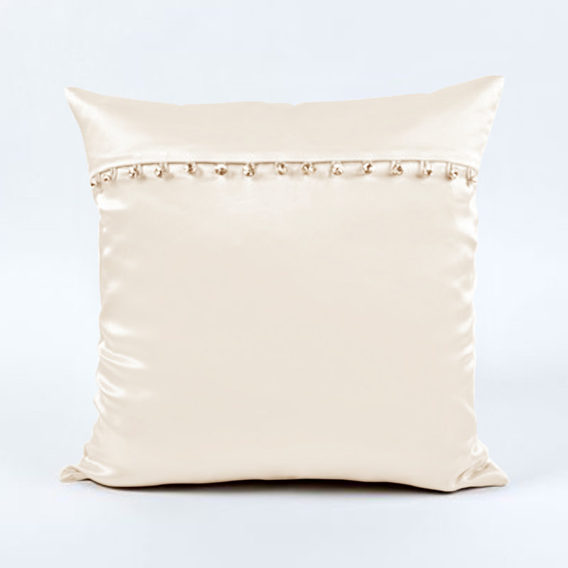 Silk Crystal Button Pillow, Ivory