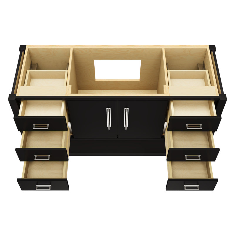 Kiawah Single Extra Wide Bath Vanity, Noir, Polished Chrome, 60"