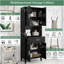 Grande armoire autoportante de 70,9 po de hauteur avec tiroir, 2 armoires, 4 portes à fermeture en douceur, 2 tablettes réglables, rangement ouvert, pour la salle de bain, le salon, la salle de lavage