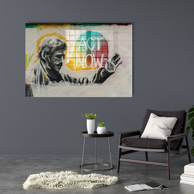 Stunning Banksy Tempered Glass Painting, 27.6 x 39.4 inches | 100% Tempered Glass, Thickness: 0.16 inches | Elegant Wall Art for Home Decor | Unique Contemporary Design, Perfect for Living Room & Office Spaces