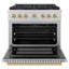 ZLINE Autograph 36" Paramount Dual Fuel Range w/ 6 Burners & Champagne Bronze Accents (SDRZ-36-CB)-1091892187-1091892206-1091892209