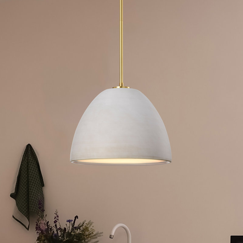 Vildan - Pendant with Ceramic, Brushed Brass, 47.13" H x 14" W x 14" D