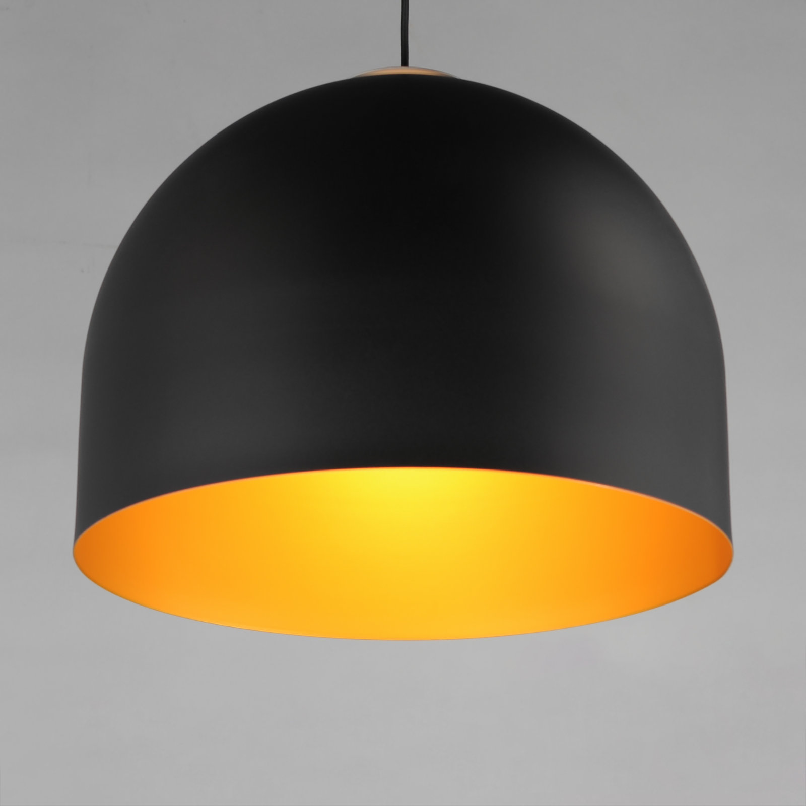 Mabeth Single Light Aluminum Dimmable Pendant, Matte Black/Gold, 14.75" H x 19.75" W x 19.75" D, Matte Black/Gold
