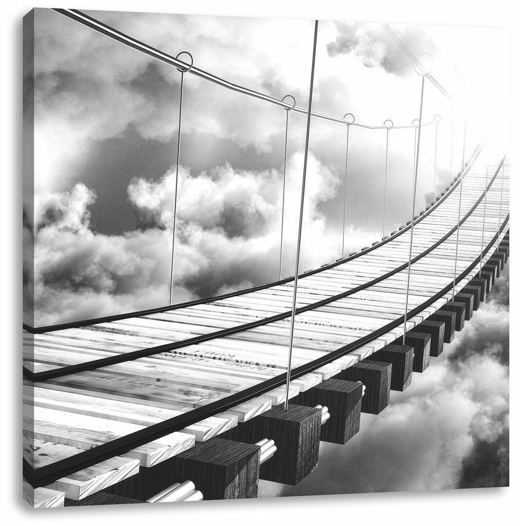 Leinwandbild Hölzerne Brücke in den Wolken