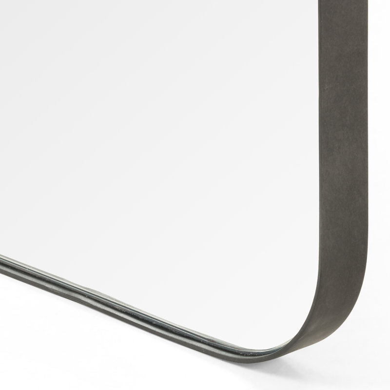 Bellvue Flat Metal Wall Mirror, 47.25" x 47.25", Dark Gray