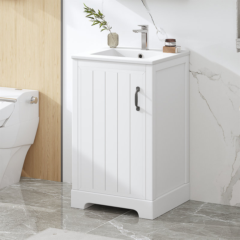 20"W Freestanding Athroom Vanity With Sink Top, White