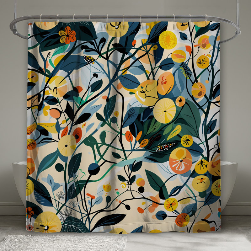 Rideau de douche floral - Bohème, 70 po L x 72 po H