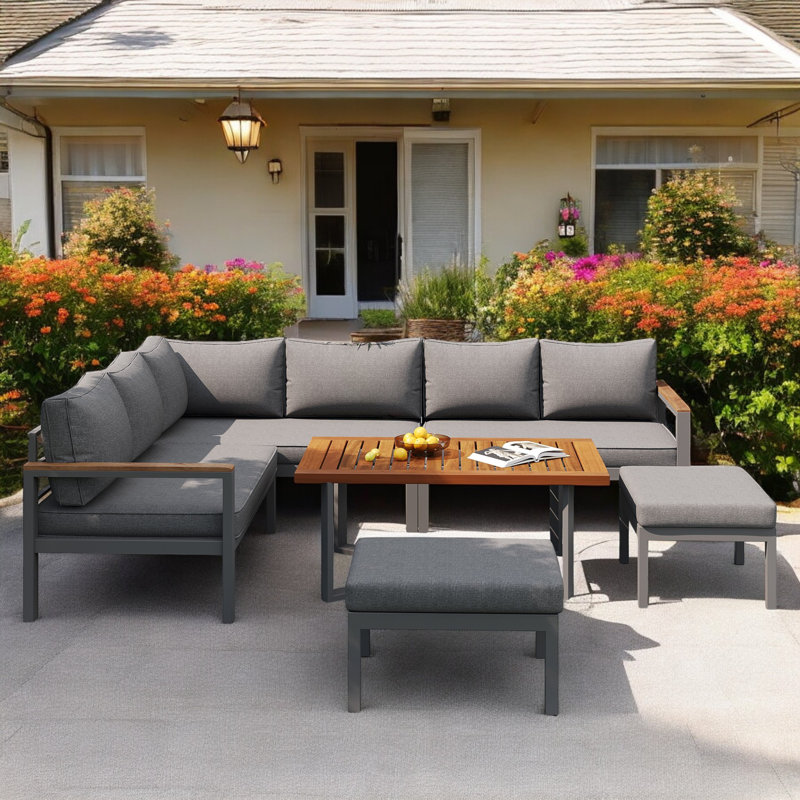 Wicker 7 - Person Garden Lounge Set with Cushions