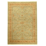 Hand Knotted Oriental Area Rug in Beige Abd Peach