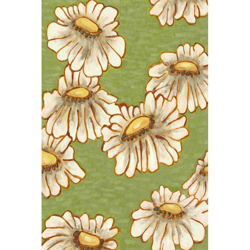 " Mums On Green I " by Karen Deans Painting Print, 18" H x 12" W  