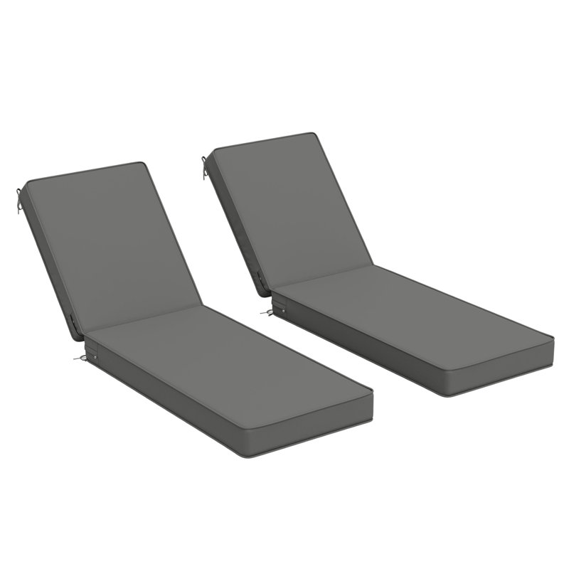 Wynee Outdoor 4'' Chaise Lounge Cushion, 25.8" W x 79.75" D, Light Gray