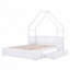Grand lit plateforme en bois avec garde-corps et 2 tiroirs-395423417