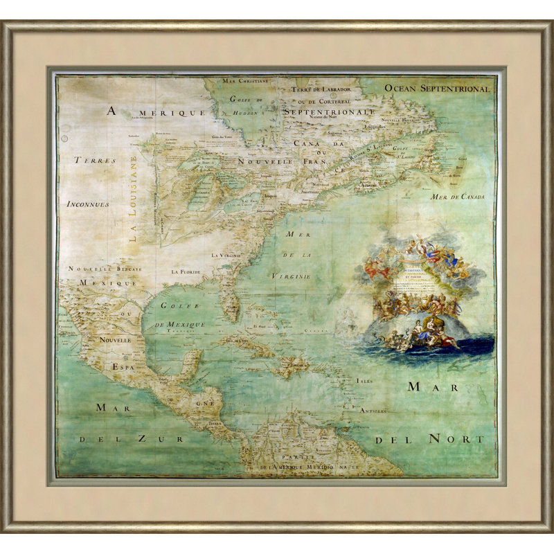 «Carte des Amériques 1», impression encadrée