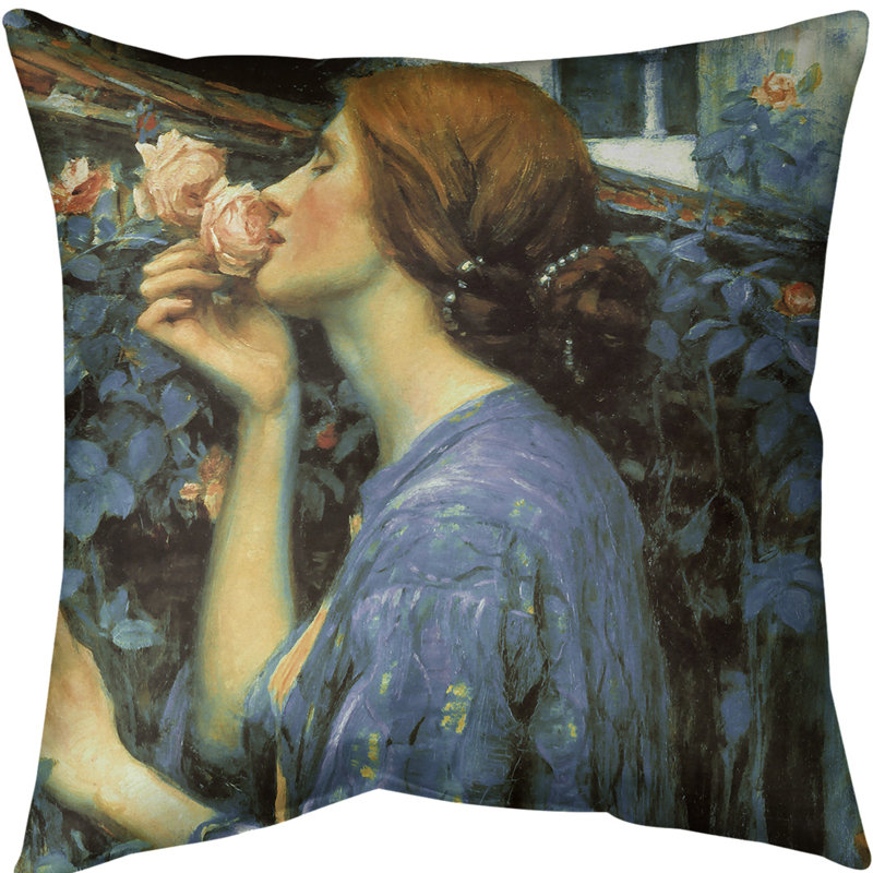 Coussin décoratif rose, 20 po x 20 po, Bleu, Sergé de coton