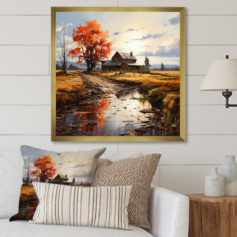 Barns Autumn Horizons I sur impression sur toile, H 16 po x l 16 po x P 1 po, Cadre doré à une seule photo