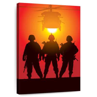 Military Helicopter and Soldiers