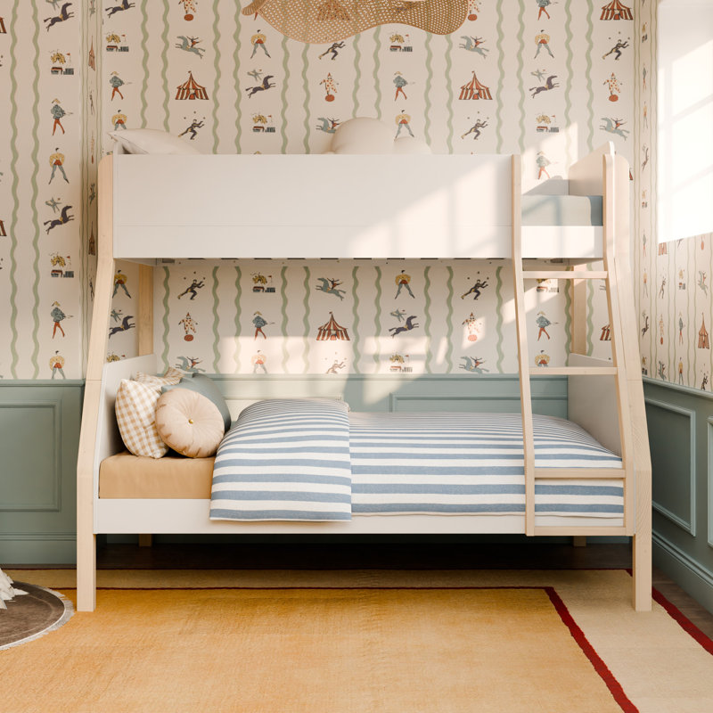 TipToe Twin-Over-Full Bunk Bed, White/Washed Natural