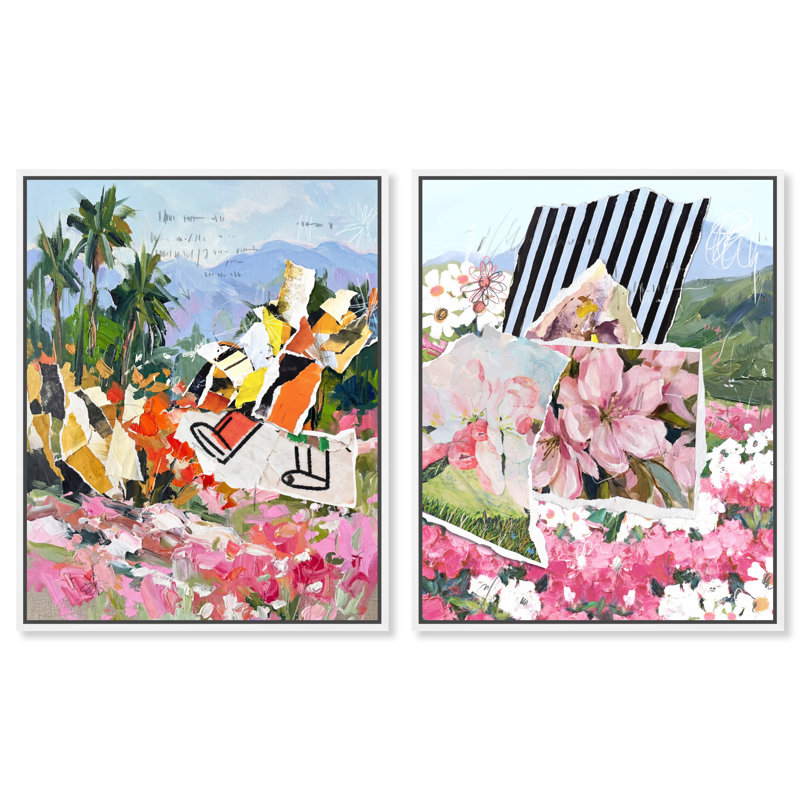 Tropic Bloom Set Landscape & Nature Canvas Print by Oliver Gal, Black Frame, 16 x 20, 25"H x 31"W, White Floater Frame