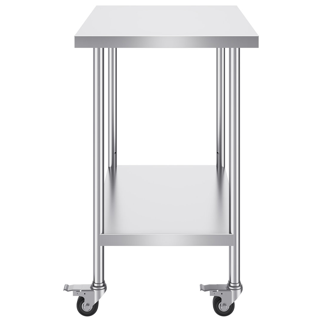Throggs Rolling Kitchen Cart with Stainless Steel Top