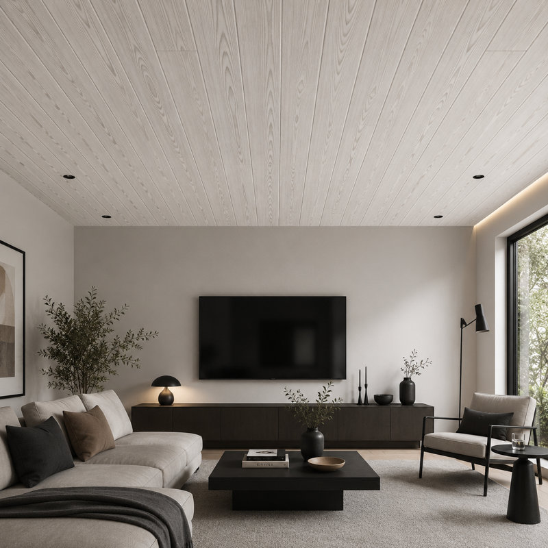 Planche de plafond en frêne nordique, Gris/beige