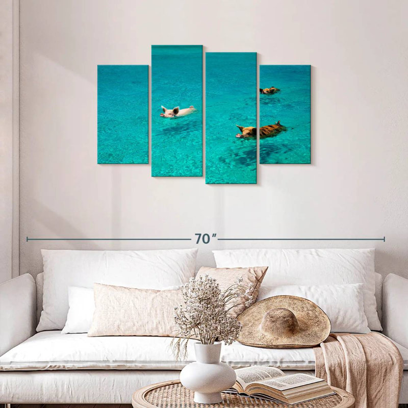 Pigs In Exuma Cays, 27" H x 43" W