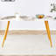 Table de salle à manger en pierre frittée de conception moderne avec pieds dorés, 62,2 x 34,6 x 30 pouces, antidérapant et élégant, élégant marbre blanc chic