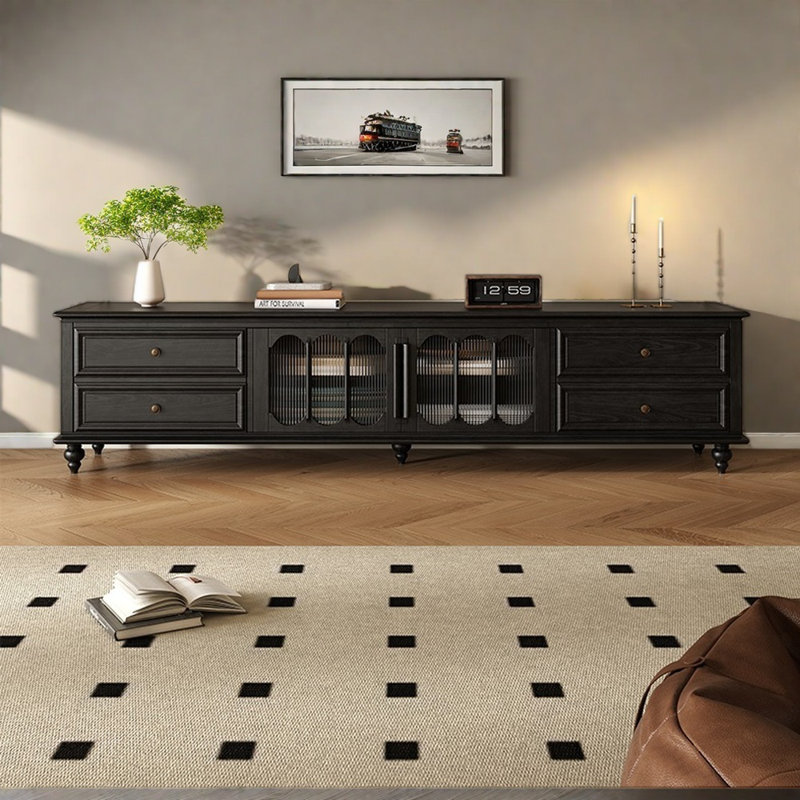 American retro style TV stand, 86.61", Black
